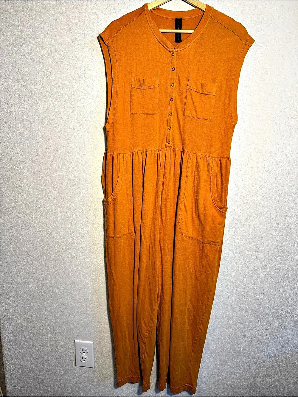 Free People orange jumpsuit Women’s small  Utility casual comfy oversized